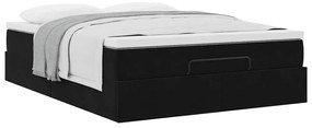 Estrutura de cama otomana com colchão 140x200 cm veludo preto