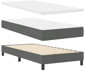Cama Box com Colchão e LED Cinza Escuro 100x200 cm Tecido
