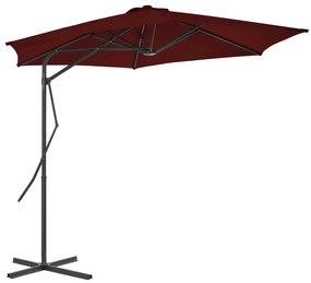 Guarda-sol de jardim com poste de aço 300x230 cm bordô