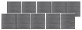 vidaXL Painel de vedação para jardim 1737x186 cm WPC cinzento