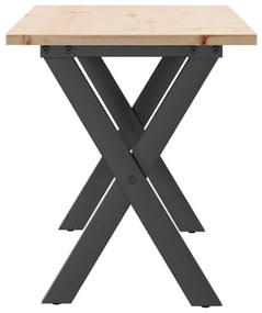 Mesa de centro estrutura em X 110x40x45cm pinho e aço