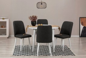 Conjunto de Mesa de Jantar Extensível e Cadeiras Vina – Branco Antraci