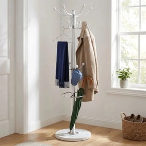 Cabide Porta-casacos com base em mármore, altura 173 cm branco