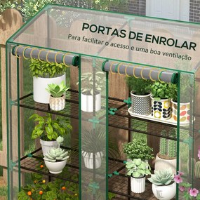 Estufa de Jardim de 3 Níveis Estufa de Terraço com Prateleiras Teto In