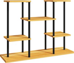 Outsunny Suporte de Plantas de 6 Níveis Aço com Base em Madeira Maciça 80x24x61,5 cm Madeira Natural | Aosom Portugal