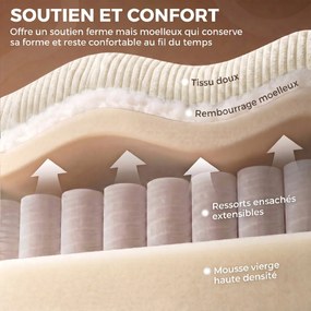 Sofá de 3 Lugares, 225 x 80 x 79 cm, Assento Extralargo, Creme