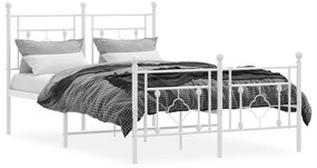 Estrutura de cama com cabeceira e pés 120x200 cm metal branco