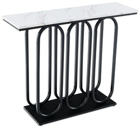 Mesa de consola em mármore com pés reguláveis Estrutura metálica Estrutura metálica Kits anti-queda para entrada de sofá 100 x 30 x 80 cm Preto
