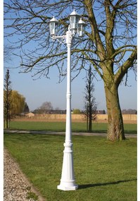 Kingston Candeeiro de pé para jardim 3 braços / 215 cm Branco