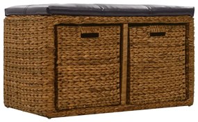 Banco com 2 cestos erva marinha 71x40x42 cm castanho