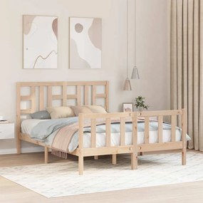 Estrutura de cama com cabeceira 140x190 cm madeira maciça