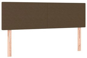 Cama box spring c/ colchão/LED 140x200cm tecido castanho-escuro