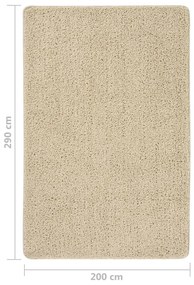 Tapete shaggy 200x290 cm antiderrapante cor creme