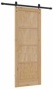 Porta Deslizante com Conjunto de Hardware 78x202 cm Madeira Sólida de