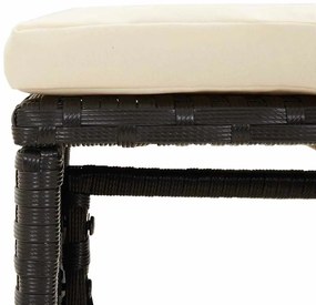 6 pcs conjunto lounge de jardim c/ almofadões vime PE preto