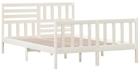 Estrutura de cama 140x200 cm madeira maciça branco