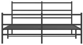 Estrutura de cama com cabeceira e pés 150x200 cm metal preto