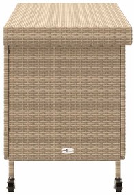 Caixa de arrumação com rodas 110x55x73cm vime PE bege misturado