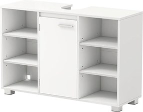 Armário de casa de banho 30 x 90 x 60 cm para lavatório (NÃO INCLUIDO), com prateleiras ajustáveis e pés Branco