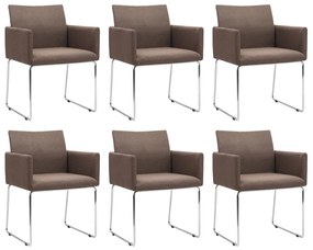vidaXL Cadeiras de jantar 6 pcs tecido castanho
