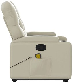 Poltrona reclinável de massagens couro artificial cor creme