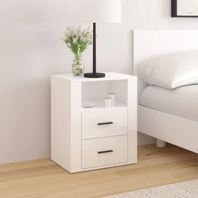 Mesa de cabeceira 50x36x60cm derivados madeira branco brilhante