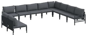 Conjunto de Sofá de Jardim 10 pcs Cinzento-escuro Aço