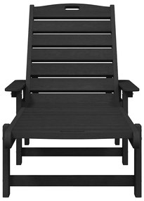 Cadeira de Sol Preta 53x162x98.5 cm HDPE