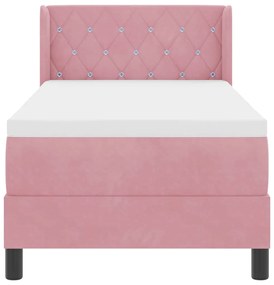 Cama Box Spring com Colchão Rosa 80x200 cm Veludo