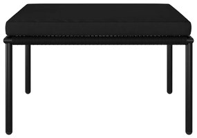 3 pcs conjunto lounge de jardim c/ almofadões PVC preto