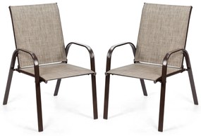 Conjunto de 2 cadeiras de jardim com braços curvos Tecido de secagem fácil Estrutura metálica reforçada Assento largo Assento Cinzentas