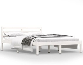 Estrutura de cama casal 135x190 cm pinho maciço branco