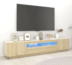 Móvel de TV com luzes LED 200x35x40 cm carvalho sonoma