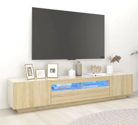 vidaXL Móvel de TV com luzes LED 200x35x40 cm carvalho sonoma
