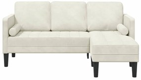 Sofá em L Creme 173x131x67 cm Veludo