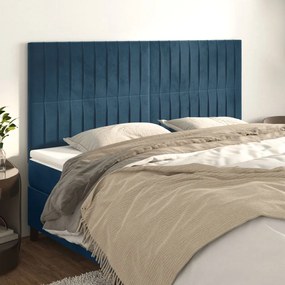 Cabeceira de cama 4 pcs veludo 80x5x78/88 cm azul-escuro