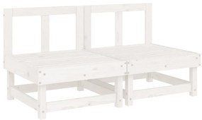 Sofás de centro com almofadões 2 pcs pinho maciço branco