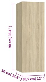 3pcs conjunto de móveis de TV derivados madeira carvalho sonoma
