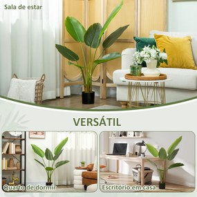 Planta Artificial Decorativa 109 cm Bananeira Artificial com Vaso e Folhas para Interior Casa Sala de Estar Escritório Verde