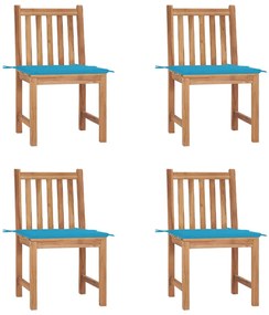 vidaXL Cadeiras de jardim c/ almofadões 4 pcs madeira de teca maciça