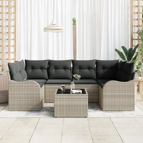 Conjunto de Sofás de Jardim de 7 Peças com Almofadas Cinza Claro em Ra