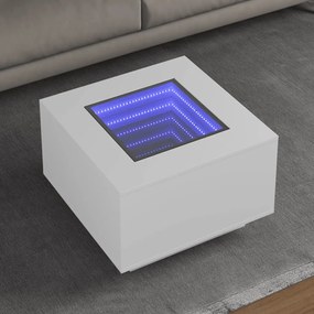 vidaXL Mesa de centro c/LEDs 60x60x40cm contraplacado branco brilhante