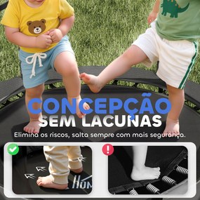 Trampolim para Crianças com Rede de Segurança e Estrutura de Aço para Interiores e Exteriores Carga 50kg Ø140x190 cm Preto