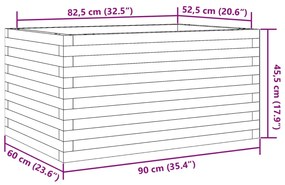 Vaso/floreira de jardim 90x60x45,5 cm pinho maciço castanho mel