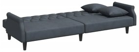 Sofá-cama com apoio de braços veludo cinzento-escuro