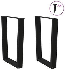 Pernas para mesa de jantar em V, 2 peças, pretas, 70x(72-73,3) cm, aço