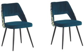 Conjunto de 2 cadeiras em veludo azul ANSLEY Beliani