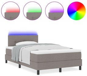 Cama Box com Colchão e Luz LED Taupe 120x190 cm Tecido