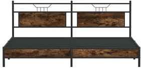 Estrutura de cama sem colchão 193x203cm metal carvalho fumado