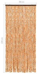 Cortina anti-insetos 90x220 cm chenille ocre e branco